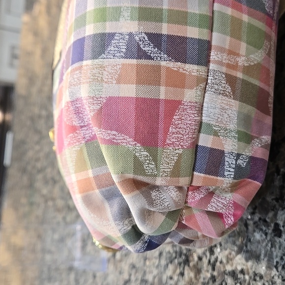 Coach Poppy Daisy Multicolor Madras Plaid Crossbody - Picture 11 of 16